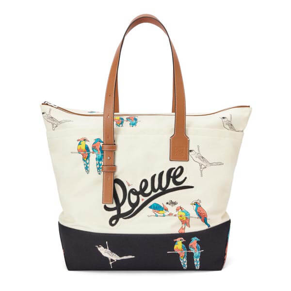 新作★ロエベ★ジップトート/パロット/プリントキャンバス 偽物カーフ B887J09X03